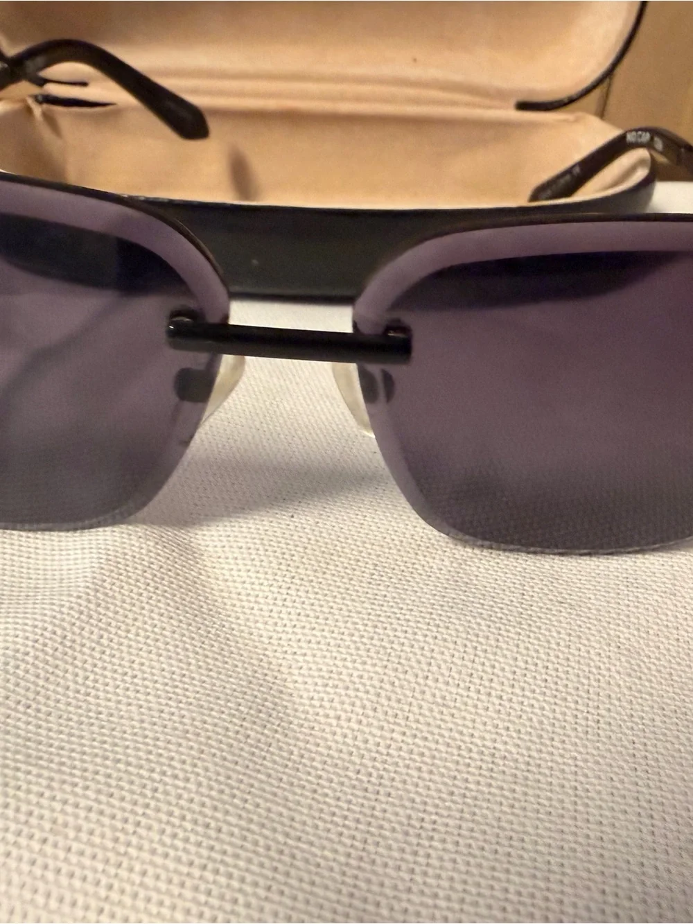 Quay Australia Rimless Sunglasses in Black with Smoke Lenses